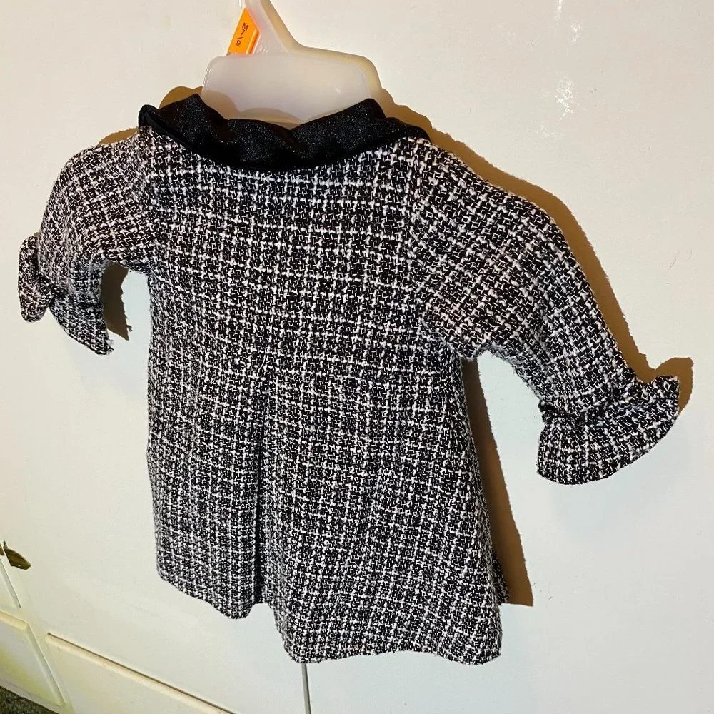 Nannette 2pc. Baby Girl Black & White Coat / Red Dress & Black Shoes - Picture 6 of 15